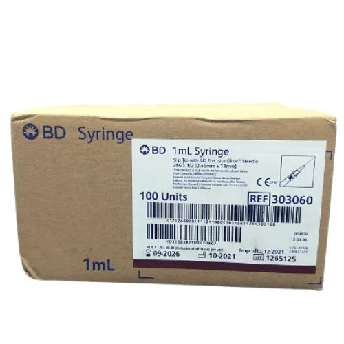 BD 1ML SYRINGE WITH 27G NEEDLE 100 PCS PACK