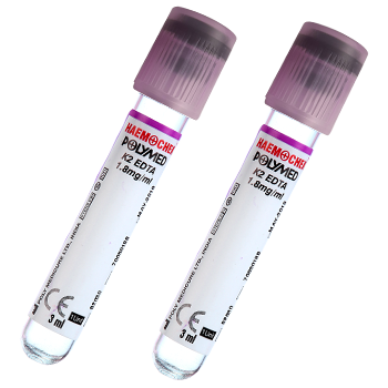 POLYMED HAEMOCHEK EDTA K2 HEMATOLOGY TUBES PACK OF 100 (3.0ML &2.0ML)