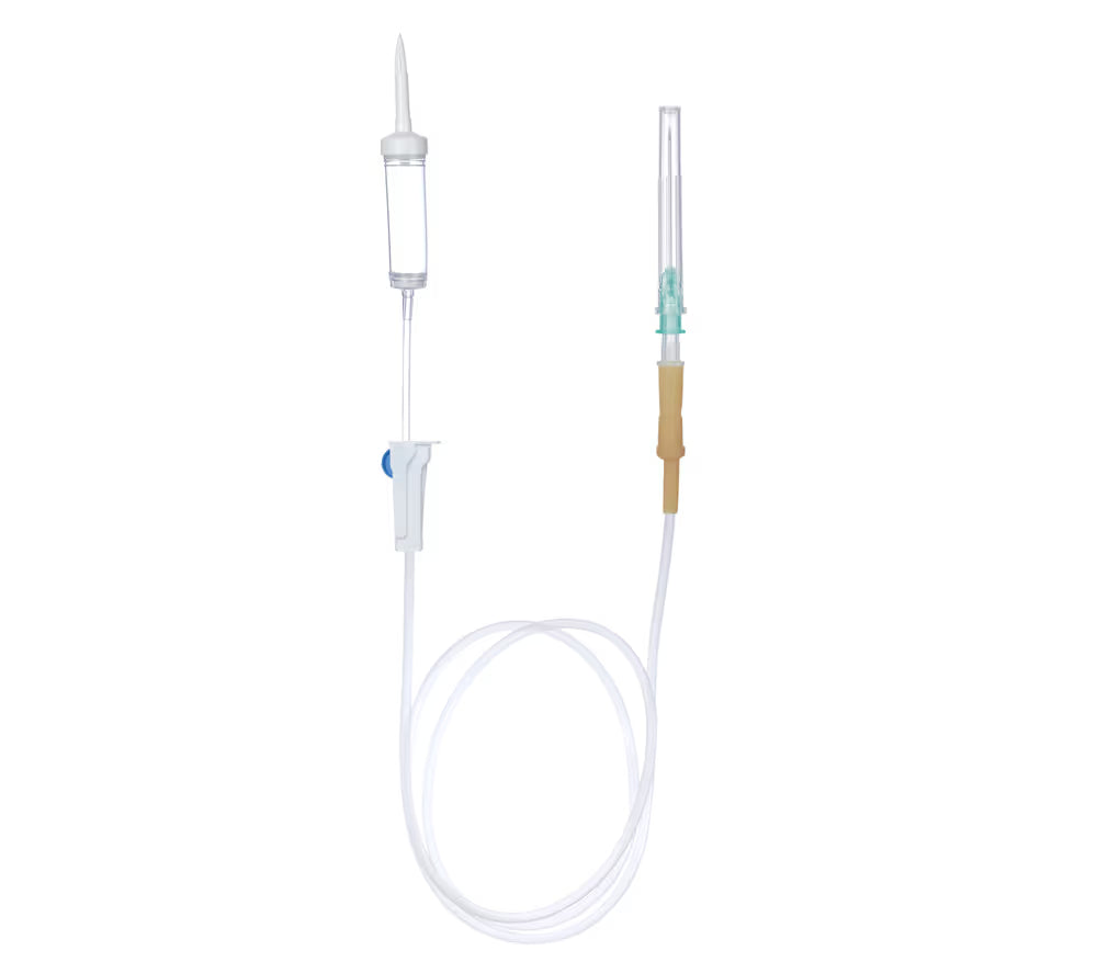 White Plus I.V. Set Nonvented With Latex Tube - Readyset-Iv Eco Pack of 50