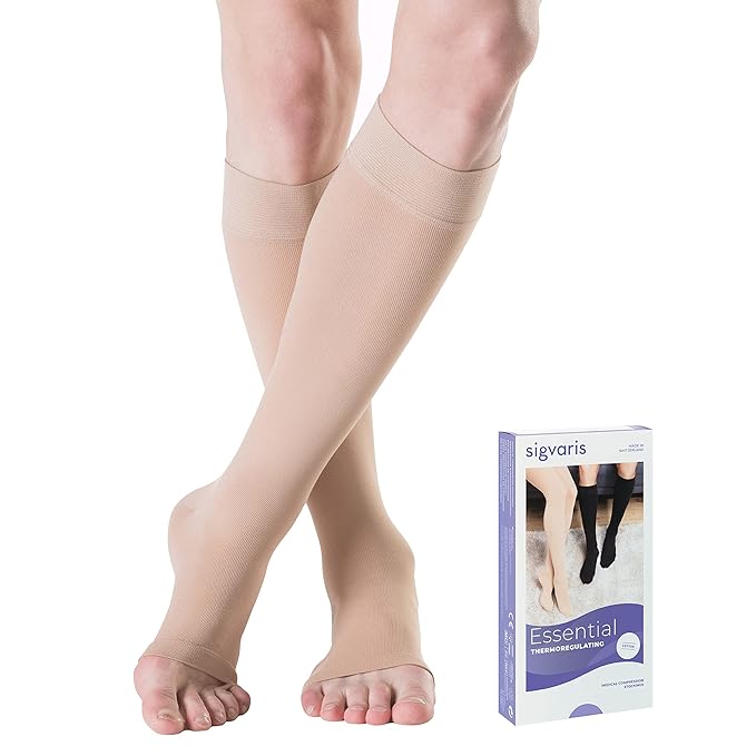 SIGVARIS Medical Compression Stockings - Cotton - Class 2 - Below Knee length - For Men and Women (M - Long)