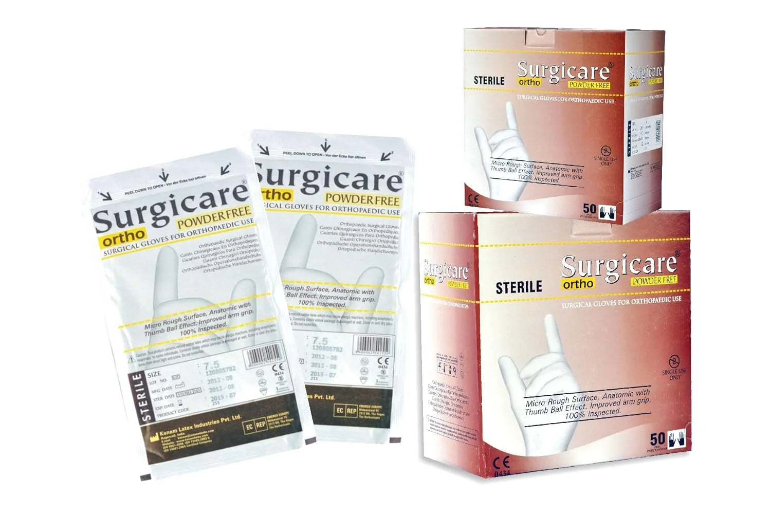 SURGICARE ORTHOPAEDIC LATEX SURGICAL GLOVES STERILE POWDER FREE