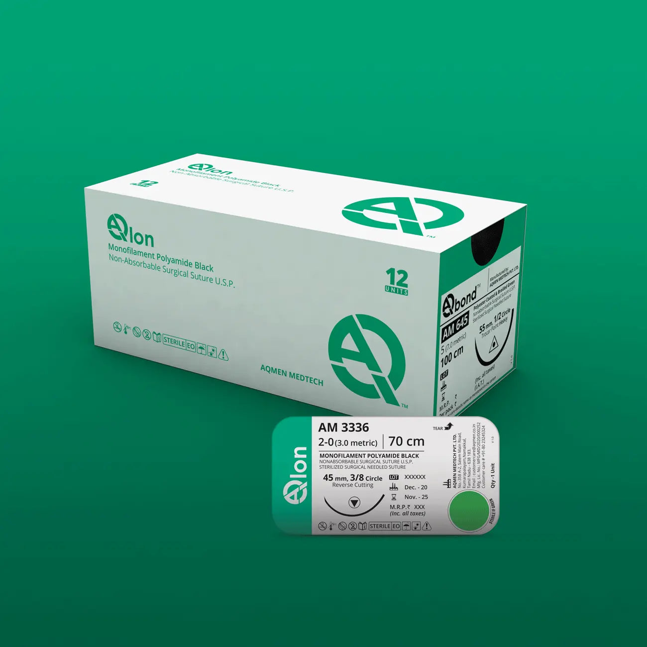 AQMEN -AM3328S-SUTURES AM3328S AQLON ETHLION TYPE USP 3-0-12