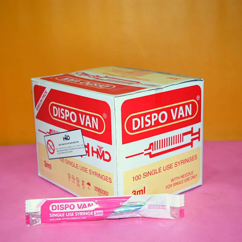 Dispo Van 3ml Syringe With Needle - 100 Units Pack