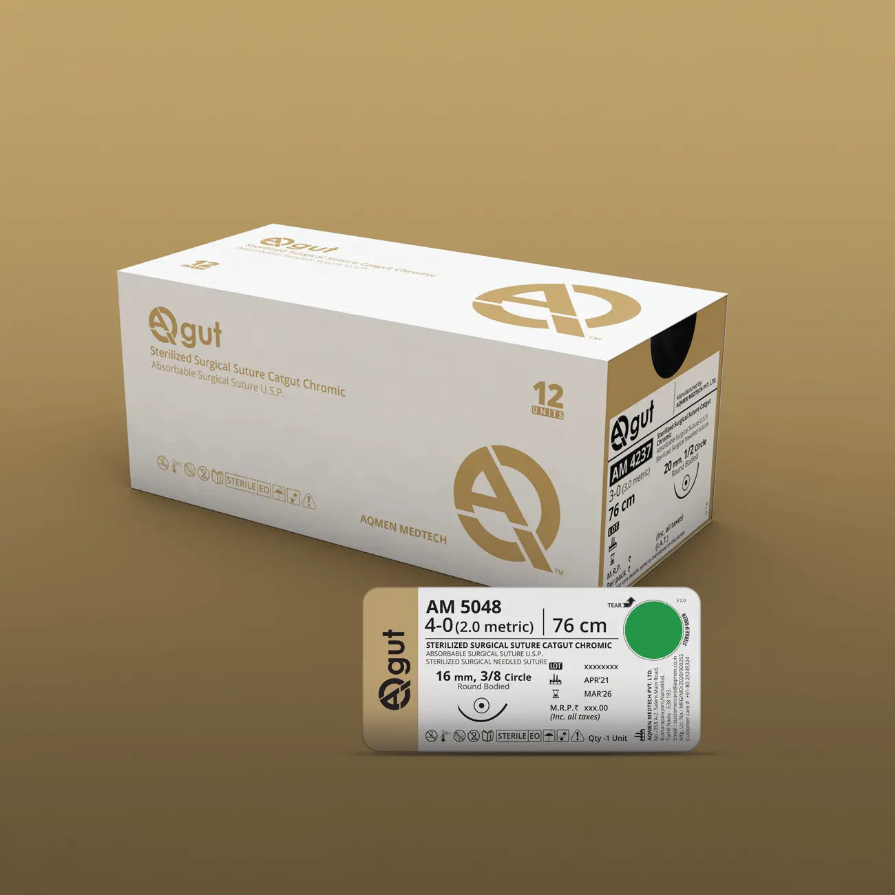 AQMEN -AM4241 SUTURES AM4241 AQGUT CATGUT TYPE USP 2-0-12
