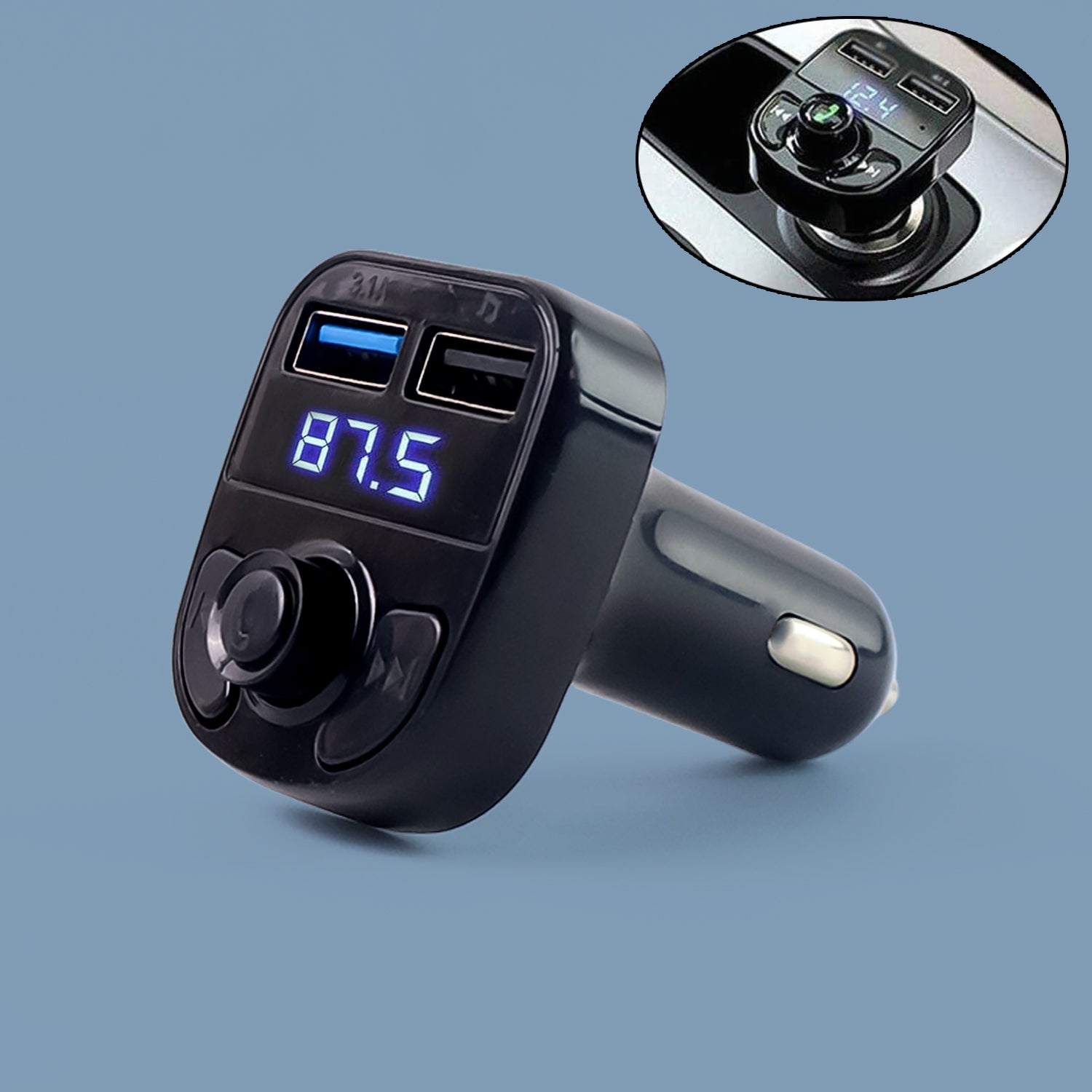 Car-x8 Bluetooth Fm Transmitter Kit For Hands-free Call Receiver  Music Player  Call Receiver  Fast Mobile Charger Ports