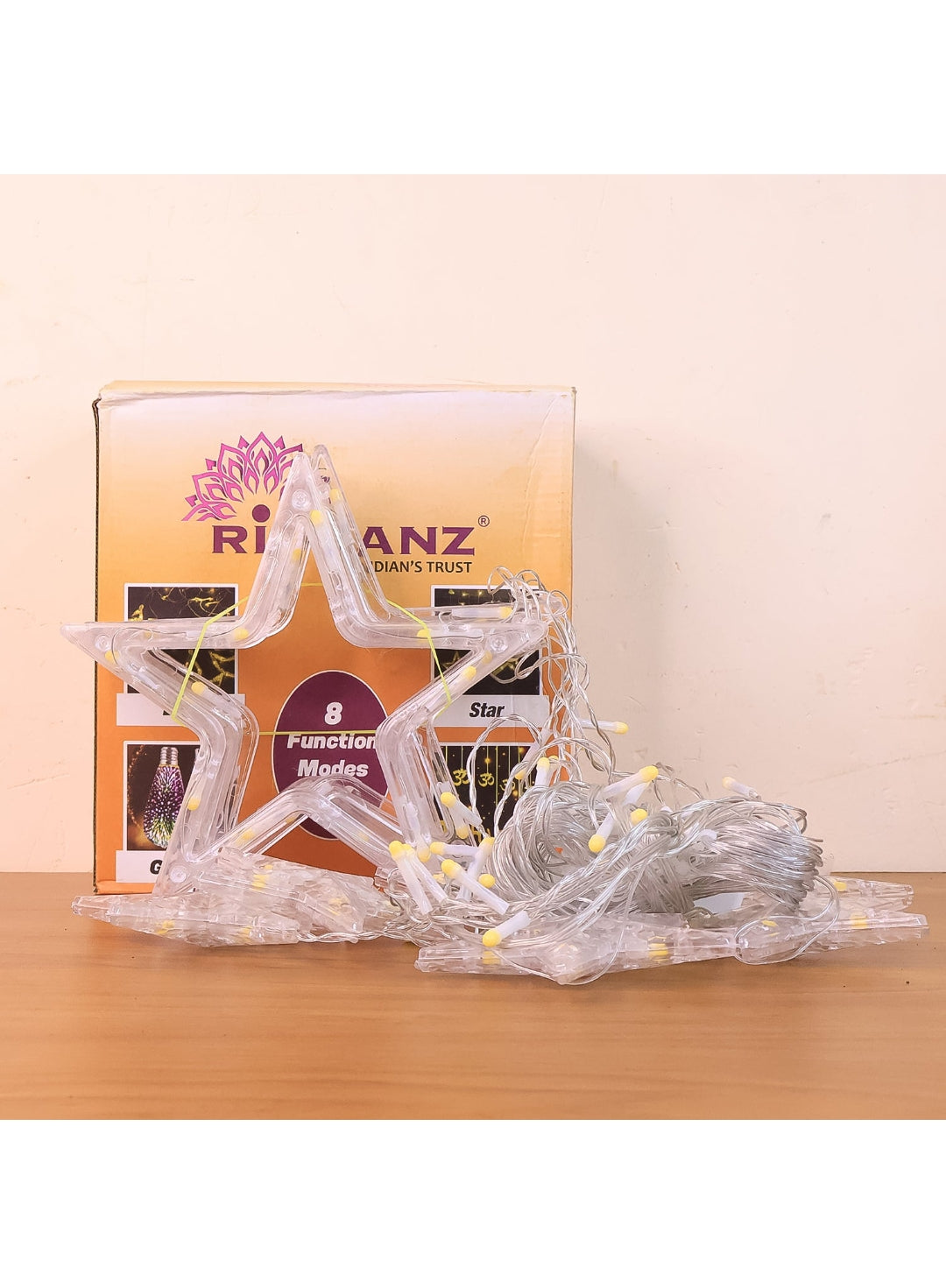 12 Stars LED Curtain String Lights with 8 Flashing Modes for Home Decoration