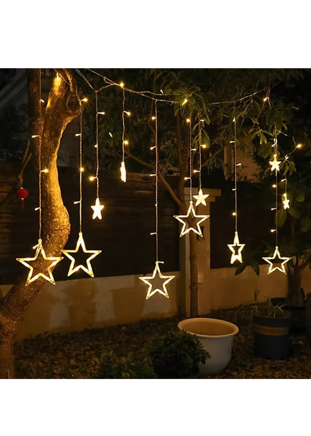 12 Stars LED Curtain String Lights with 8 Flashing Modes for Home Decoration